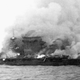 USS Lexington, on fire and abandoned